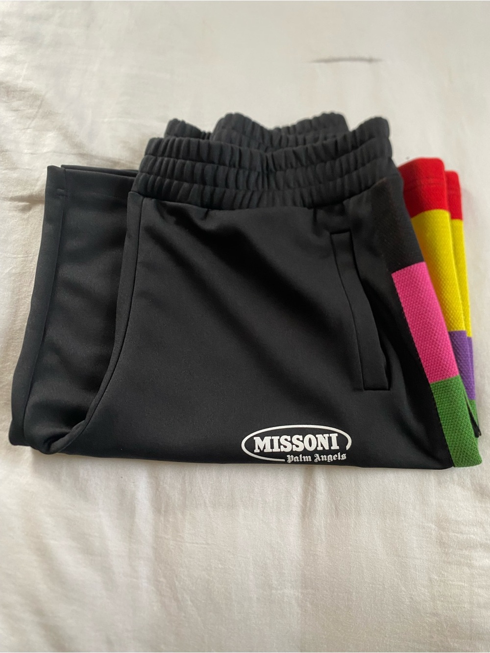 Palm Angels Kids Black Track Pants with Color Block Detail